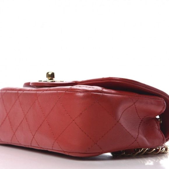 CHANEL CC Red Lambskin Quilted Extra Mini V For Victory Peace crossbody flap bag - Picture 9 of 11